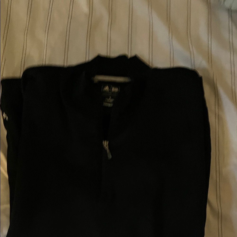 adidas Black Zip-Up Sweater with White Sleeve Stripes - Picture 5 of 6